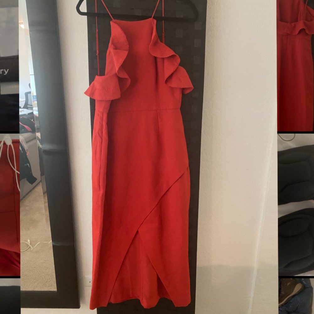 C/MEO COLLECTIVE AFFINITY MIDI DRESS RED